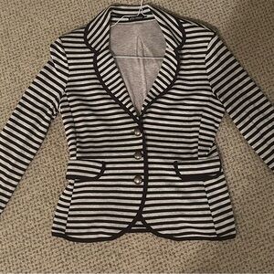 Striped Black and White Women's Blazer